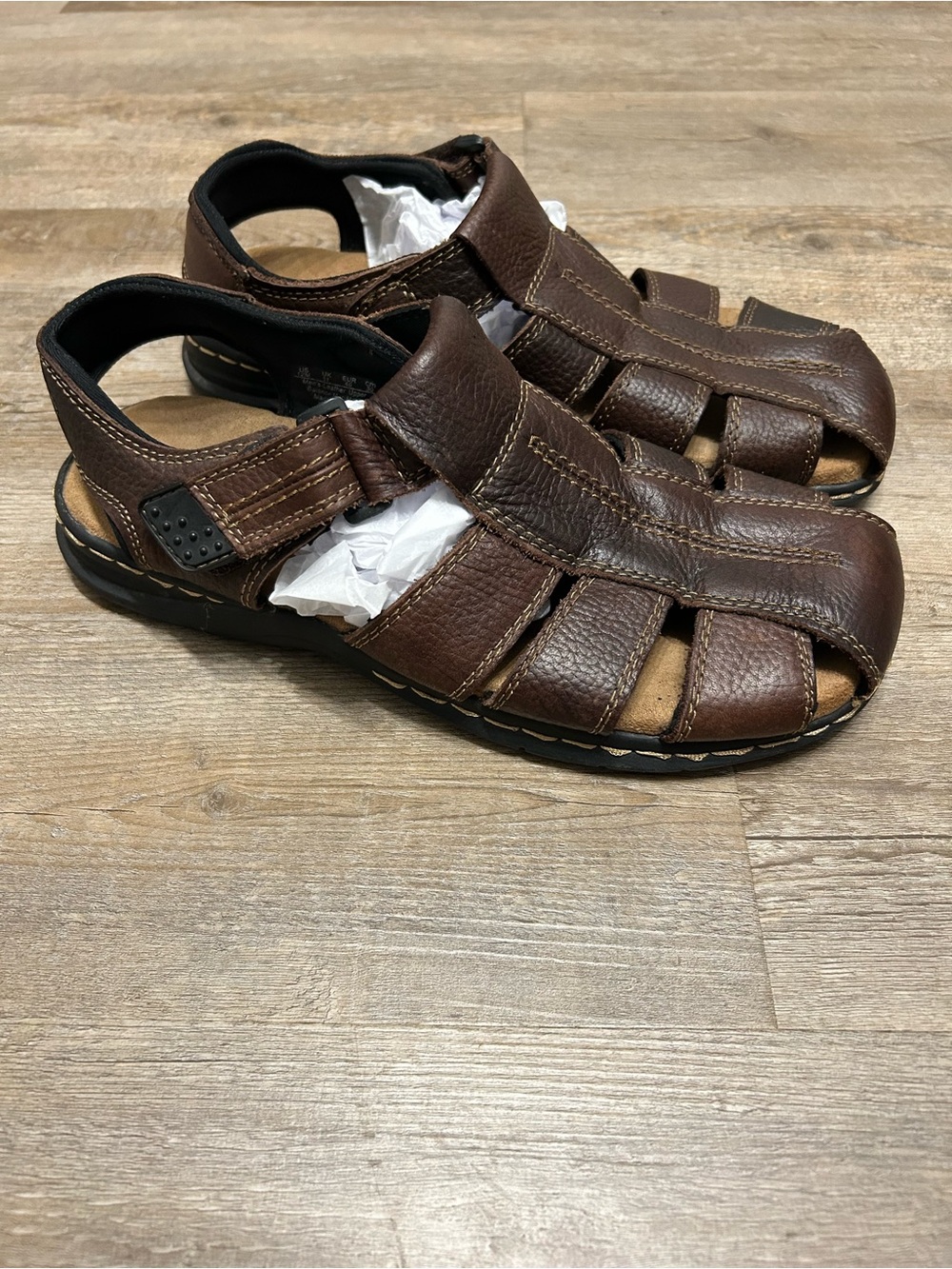 Dr. Scholl's Gaston Men's Size 12‎ Brown Leather Fisherman-Style Sandals